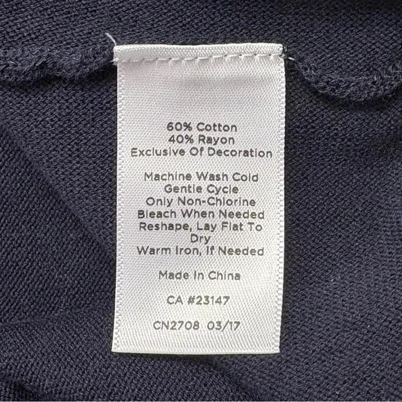 NWT Talbots 3/4 Sleeve Sweater Size M Petite Lace Cuffs Navy Blue Lightweight - Picture 7 of 8